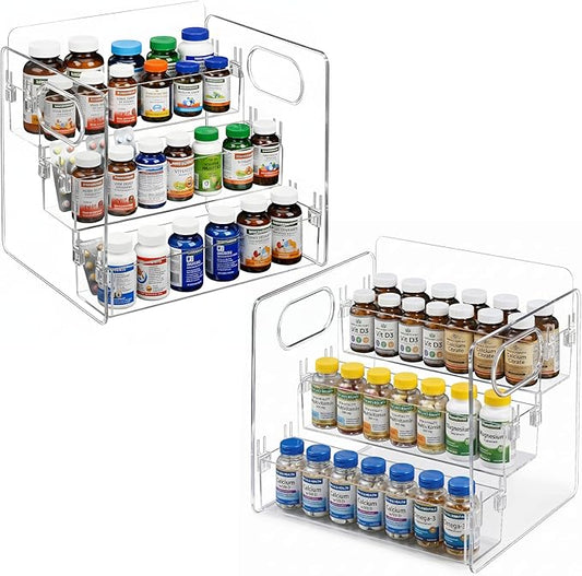 2 PCS 3-Tier Vitamin Storage Organizer, Organizer for Vitamin Bottles And Medicine Bottle, Vitamin Bottle Organizer for Countertop, Bathroom Cabinet Storage Items Are Clearly Visible (5)