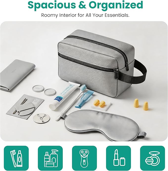 Travel Toiletry bag for Women and Men,Small Cosmetic Bag Hanging Lightweight Makeup Bag Small Tool Bag Travel Organizer accessories for Women Men - Grey