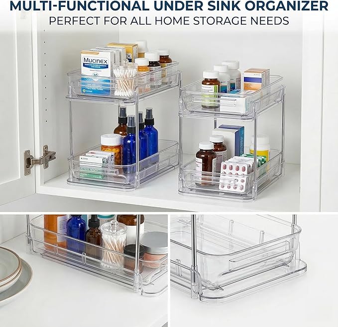 2-Tier Vitamin Storage Organizer, Organizer for Vitamin Bottles And Medicine Bottle, Vitamin Bottle Organizer for Countertop, Bathroom Cabinet Storage Items Are Clearly Visible (2)