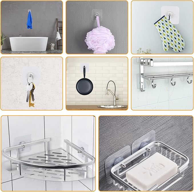 Wall Hangers Without Nails, 14 Packs Heavy Duty Adhesive Hooks, Wall Hooks for Hanging, Screw Free Sticker, Seamless Screws for Wall Mount, 2 in 1 Reusable (18mm)