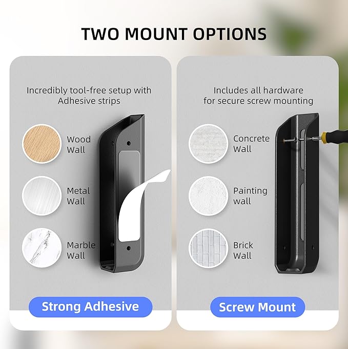 ELETIUO Wall-Mounted Scale Holder with Adhesive &Screws -Fits Most Digital Scales (Up to 1.2"/30mm Thick),Anti-Slip Silicone Pads,Space-Saving Bathroom/Bedroom Organizer-Easy to Install, Black