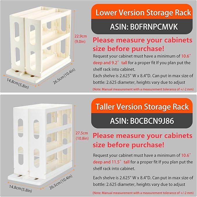Dutiplus Medicine Organizer 2 Three-Decker Shelves Cabinet Storage Rack Organizer for Holding Vitamins, Supplements Cosmetics (9”H x 5.8”W x 10.4”D) (Natural White)