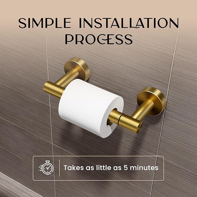 Day Moon™ - Toilet Paper Holder - Modern Roll Holder for Bathroom - 2 Pack - Wall Mount, Gold