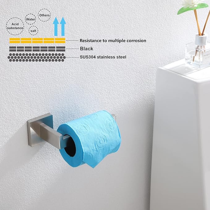 KOKOSIRI Toilet Paper Roll Holder Brushed Nickel Toilet Paper Holder Stainless Steel for Kitchen Bathroom Dispenser Wall Mounted, 2 Pack, B2003BR-P2