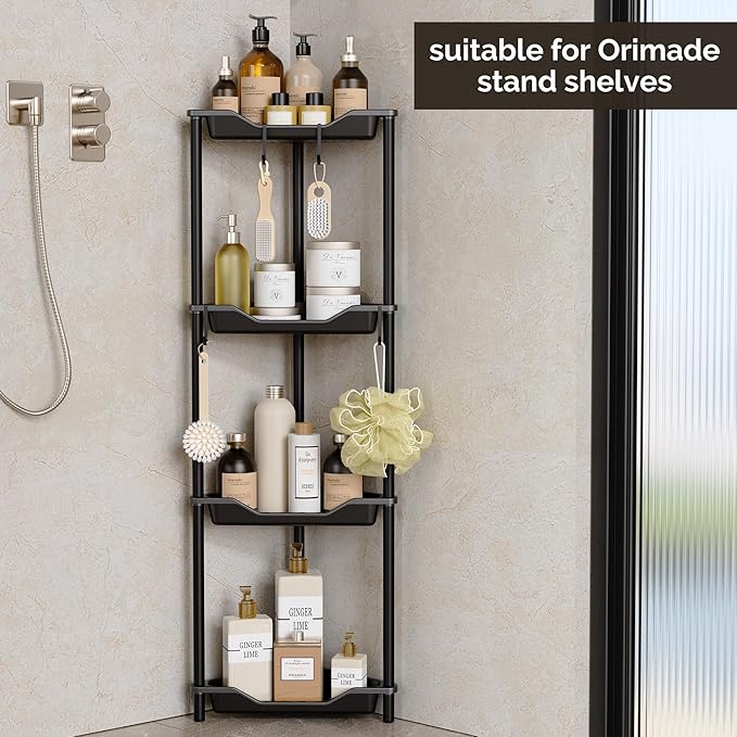 Orimade Shower Caddy Round Adhesive Replacement Stickers Shelf Basket Strips Suction Tapes Large Strong Hook for Bathroom Kitchen Storage Corner Transparent Shelves Wall Mount 2.36", 4 Pack