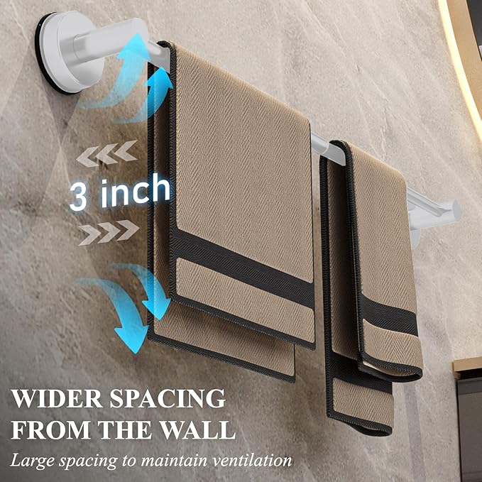 Towel Bar for Bathroom Wall,Adjustable 12~21 Inch Towel Racks for Bathroom Wall Mounted, Towel Holder for Glass Shower Door,Bathroom Accessories,Apparment Essentials,Home Decor-White