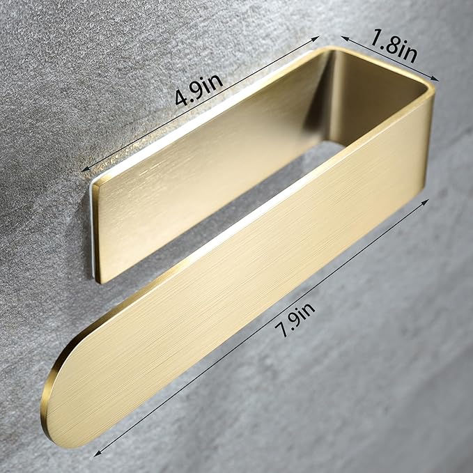 Taozun Adhesive Towel Rack/Hand Towel Holder, Gold Towel Holder for Bathroom Towel Bar Stick on Wall, Stainless Steel Brushed Towel Ring, 2 Packs