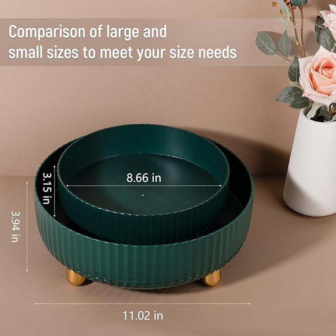 Anyoifax Makeup Perfume Organizer Tray 360 Degree Rotating Lazy Susan Skincare Lotion Organizer Spinning Cosmetics Storage for Dresser, Vanity, Bathroom Countertop, Large Teal Green