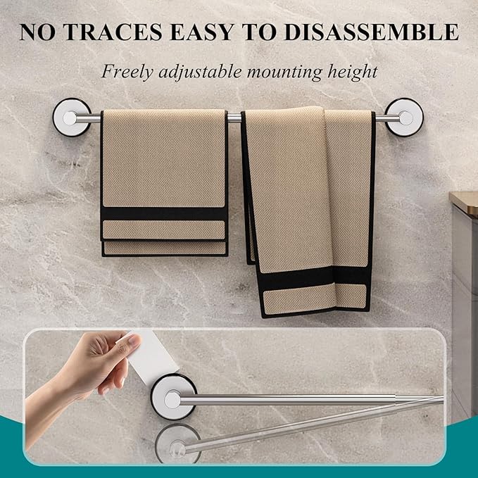 Towel Bar for Bathroom Wall,Adjustable 12~21 Inch Towel Racks for Bathroom Wall Mounted, Towel Holder for Glass Shower Door,Bathroom Accessories,Apparment Essentials,Home Decor-Silver