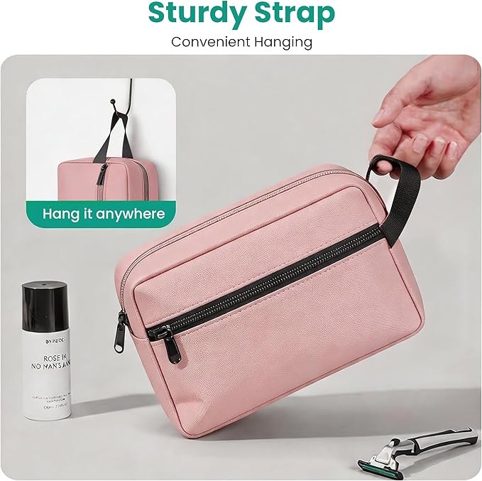 Travel Toiletry bag for Women and Men,Small Cosmetic Bag Hanging Lightweight Makeup Bag Small Tool Bag Travel Organizer accessories for Women Men - Pink