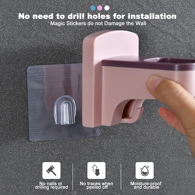 Hair Dryer Holder Wall Mounted Self Adhesive with Cord Organizer Hands Free Hair Dryer Holder for Bathroom Countertop Blow Dryer Organizer(Blue)