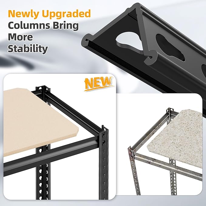 REIBII Storage Shelves 6 Tier Garage Shelving, Adjustable Shelving Units Loads 2256LBS, Narrow Shelves Units and Storage for Kitchen, Pantry, Garage, Closet, Basement, 16" W x 16" D x 72.2" H