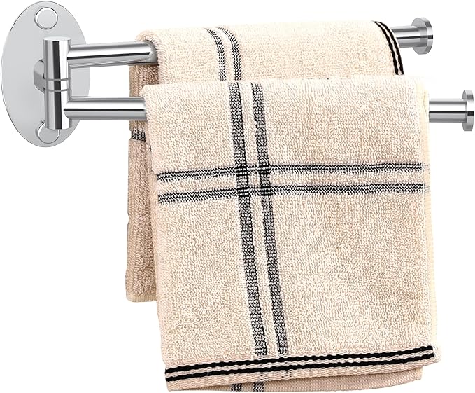 KES Swivel Towel Bar for Bathroom 9-Inch Kitchen Swing Out Double Towel Bar 2-Arm Kitchen Wall Mounted SUS 304 Stainless Steel Polished, A2106S23