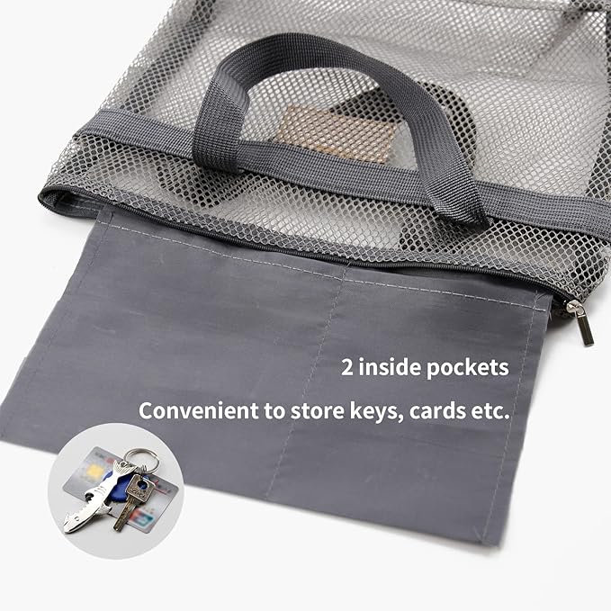 TOPASION Mesh Shower Caddy Bag Portable Hanging Toiletry and Bath Organizer with Zipper for Travel, Gym, Camping, College Dorms, Beach