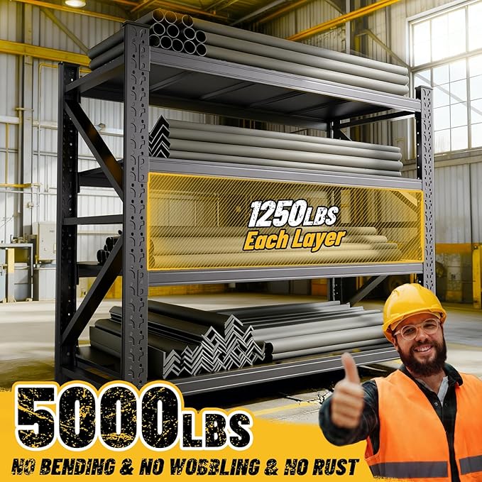 48 ''W Garage Shelving Heavy Duty, Adjustable Garage Storage Shelves 5000LBS Heavy Duty Shelving, Metal Shelving Units fou Garage, Utility Shelf Rack for Warehouse,Basement, 70''H x 48 ''W x 24''D