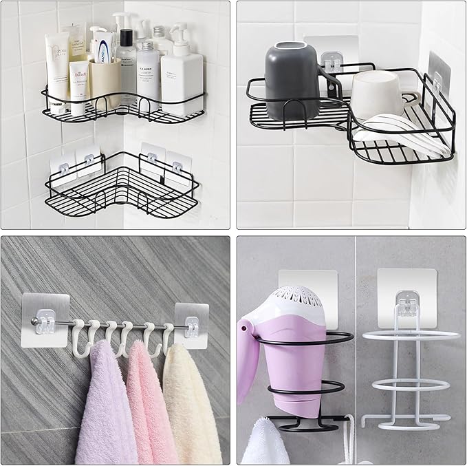 14PCS Shower Caddy Adhesive Replacement,Shower Shelves Strip Pad Organizer Sticker Replacement Bathroom Heavy Duty Strong Sticky Wall No Drilling Transparent