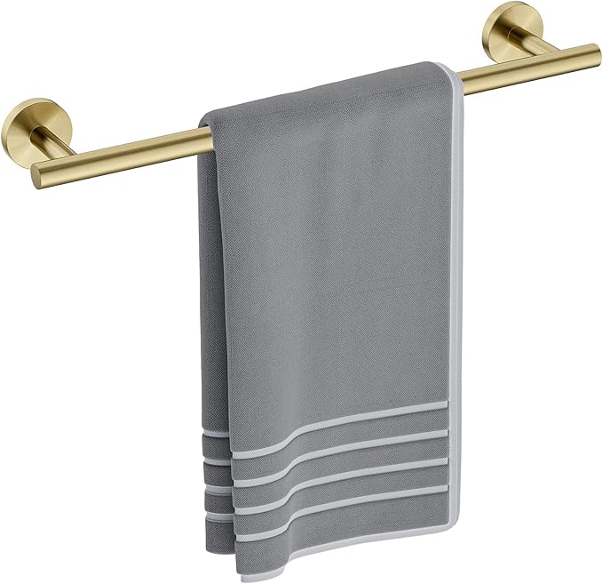 Brushed Gold Towel Bar 18 Inch (Total Length 20-Inch), Thicken Towel Rack for Bathroom Wall, SUS304 Stainless Steel Towel Rod, Modern Home Decor