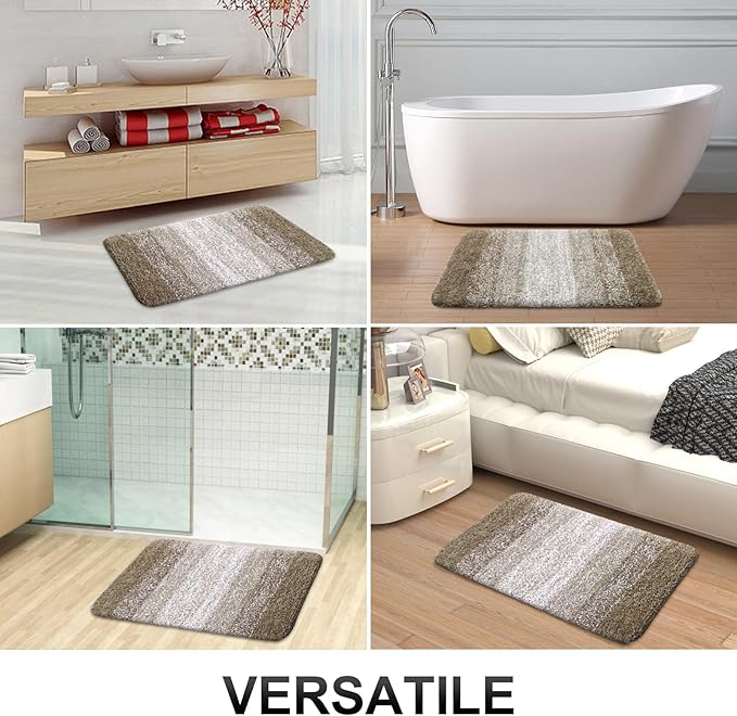 OLANLY Bathroom Rug Set 2 Piece, Soft Absorbent Microfiber Bath Rug Set, Non-Slip, Machine Wash Dry, Plush Shaggy Bath Mats for Bathroom (30"x20"+24"x16", Coffe)