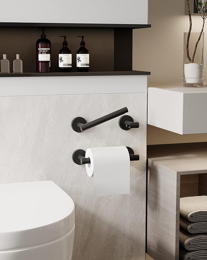 RARXTR Matte Black 2 Pack Toilet Paper Holder SUS304 Stainless Steel Double Post Pivoting Toilet Paper Roll Holder Wall Mounted Toilet Tissue Holder for Commercial Bathroom RV