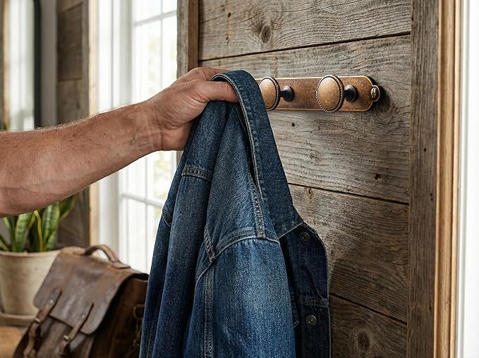 Goo-Ki Antique Brass Coat Rack Wall Mount, Heavy Duty Zinc Alloy Wall Mounted Coat Hooks with Keelplate Backplate, Vintage Hat and Towel Hanger Rail for Entryway, Bathroom and Mudroom (3 Hooks)