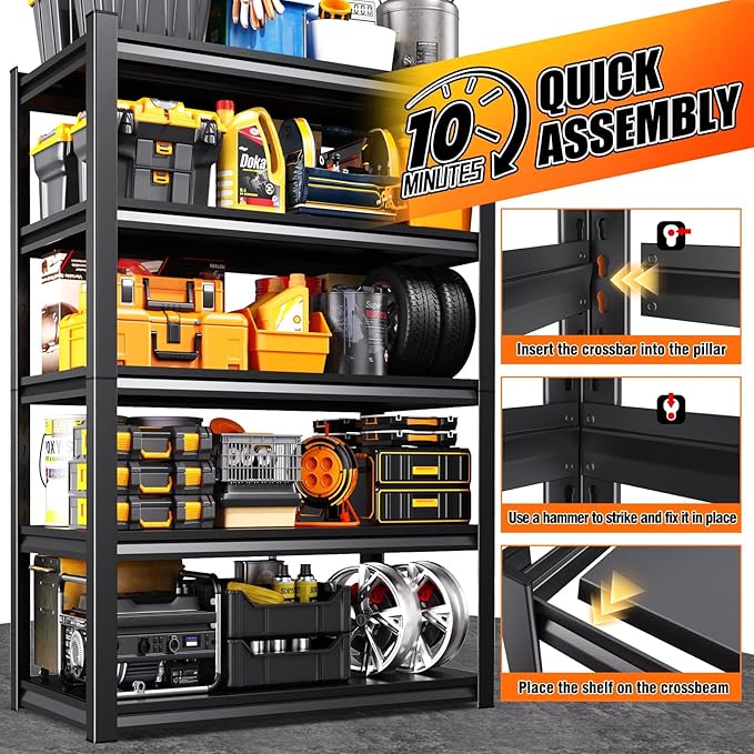 3-Pack 46''W Garage shelving,3000lbs AdjustableTall Heavy Duty Shelving,5T Garage Shelves ,Storage ShelvesUnit，Metal Standing Shelf Units， Utility Rack For Kitchen Warehouse Basement 71*46*20