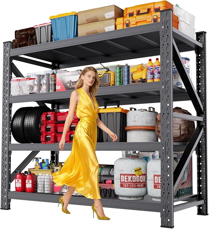 48 ''W Garage Shelving Heavy Duty, Adjustable Garage Storage Shelves 5000LBS Heavy Duty Shelving, Metal Shelving Units fou Garage, Utility Shelf Rack for Warehouse,Basement, 70''H x 48 ''W x 24''D