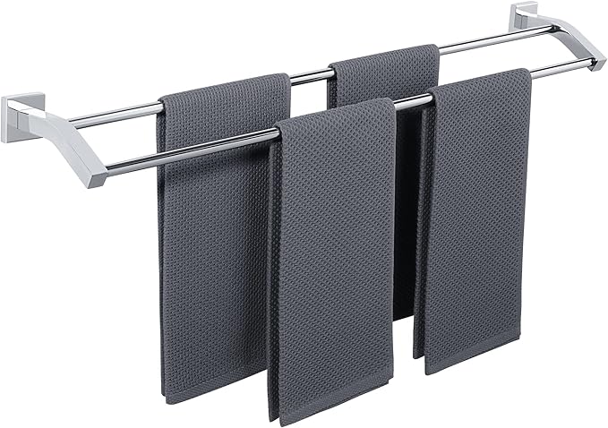 Alise Double Bath Towel Bars Towel Racks for Bathroom,Wall Mount Towel Holder Heavy Duty 32-Inch Towel Hanger Rail,SUS304 Stainless Steel Polished Chrome