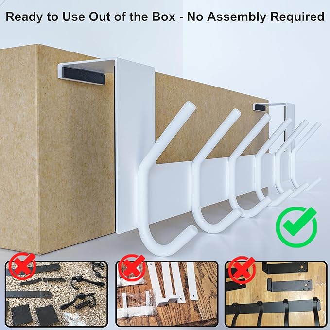 WEBI Over The Door Hooks,Door Hanger Over The Door Towel Rack,Door Coat Towel Hanger Door Coat Rack 6 Hooks for Hanging Clothes,Jacket,Hats,Bathroom,White,2 Packs