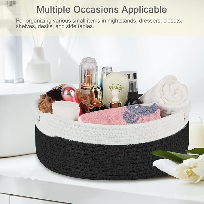 Small Woven Basket with Gift Bags and Ribbons, Empty Baby Gift Baskets for Kids Women Men, Shelf Storage, Small Cat Dog Pet Toy Boxes, 13”x 9”x 5.5”, Black