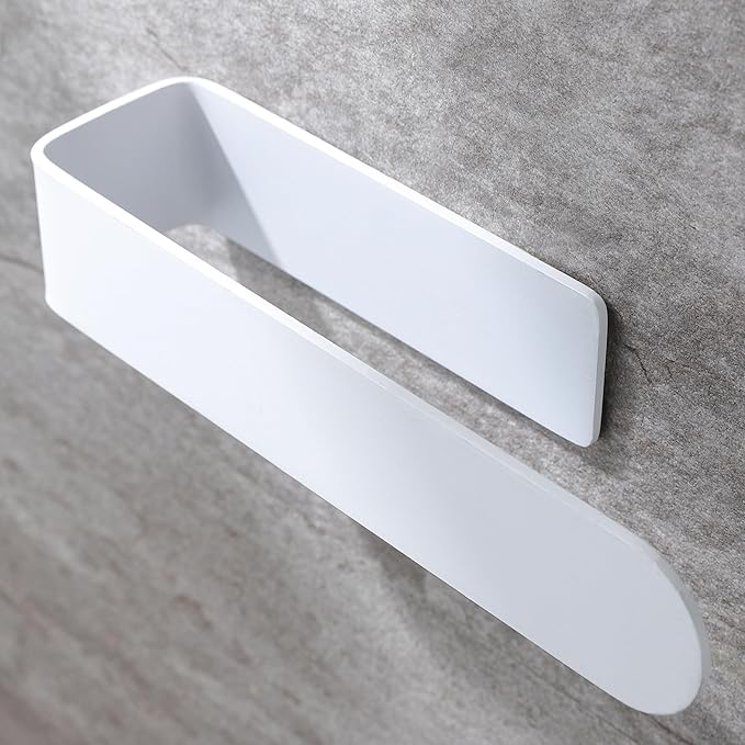 Taozun White Towel Rack, Self Adhesive Hand Towel Holder Towel Ring, Stainless Steel Towel Bar for Bathroom or Kitchen Wall