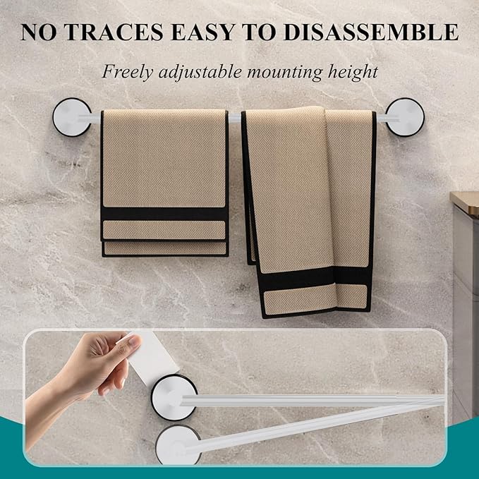 Towel Bar for Bathroom Wall,Adjustable 12~21 Inch Towel Racks for Bathroom Wall Mounted, Towel Holder for Glass Shower Door,Bathroom Accessories,Apparment Essentials,Home Decor-White
