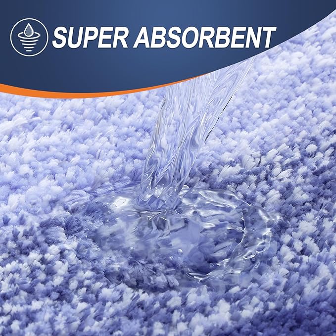 OLANLY Bathroom Rug Set 2 Piece, Soft Absorbent Microfiber Bath Rug Set, Non-Slip, Machine Wash Dry, Plush Shaggy Bath Mats for Bathroom (47"x20"+24"x16", Blue-Violet)