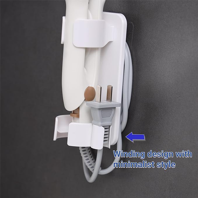 Wall-Mounted Hair Tool Organizer - Curling Iron, Straightener, and Dryer Holder for Bathroom Storage (1 Black)