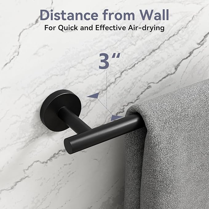 Matte Black Towel Bar, 30 Inch Bathroom Towel Rack (Total Length 32-Inch), Towel Holder Wall Mounted, Thicken SUS304 Stainless Steel Towel Rod Modern Home Decor