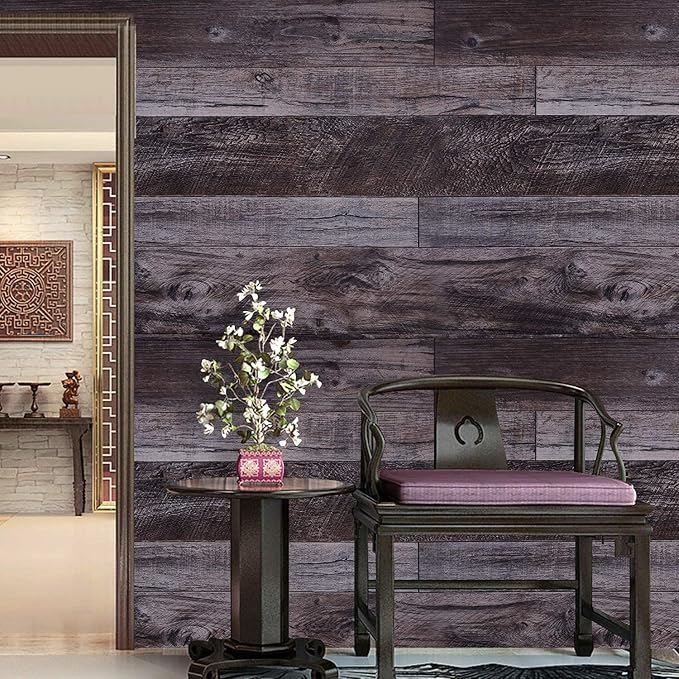WENMER 17.71" x 590" Grey Wood Peel and Stick Shiplap Self Adhesive Wallpaper - Plank Wallpaper for Countertop, Cabinet, Shelf, Drawer, Wall, Door