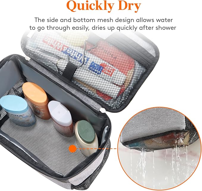 Lifewit Shower Bag Mesh Shower Caddy Portable College Dorm Room Essentials Tote Bag for Bathroom, Gym, Travel, Camping Quick Dry Hanging Shower Organizer Basket Toiletry Bag, Large, Grey