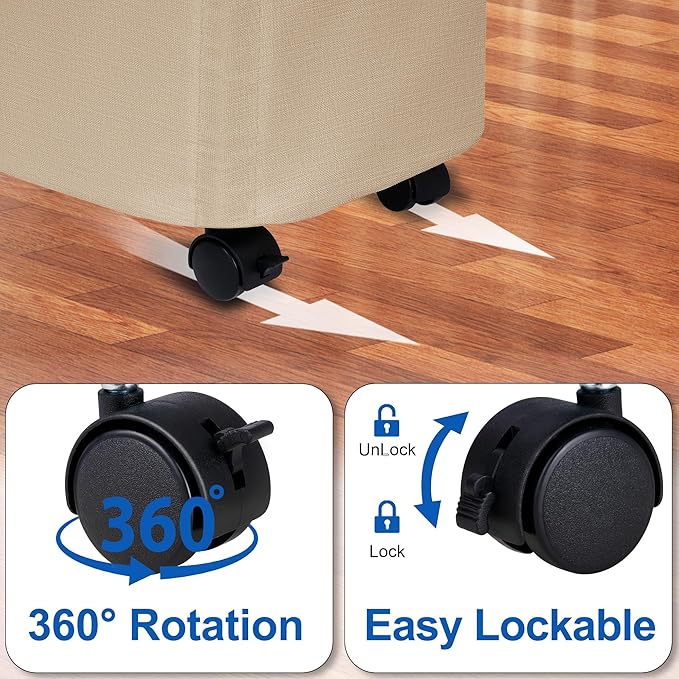 Vincona Slim Laundry Hamper with Lid and Wheels, Small Rolling Laundry Basket with Handle for Small Spaces, Tall Dirty Clothes Hampers for Dorm, Bathroom and Bedroom, 55L, Oatmeal