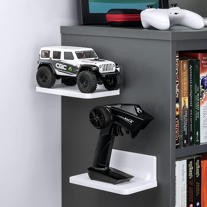 6.7" Adhesive Floating Wall Shelf for Small Speakers, Deco, Plants, Baby Monitors, Toys, Bathroom, Kitchen & More, Easy To Install, No Screws & Mess, 6.7” x 4.1”, by Brainwavz (SHELF200-White)