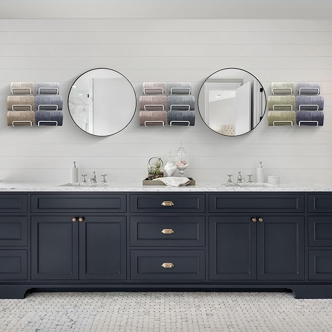 Sorbus Towel Holder for Bathroom Wall - 12 Level Wall Mounted Towel Rack Shelves for Rolled Bath Towels, Washcloths, Linen - Hanging Towel Racks for Bathroom, Spa, Salon, Towel Storage Organizer