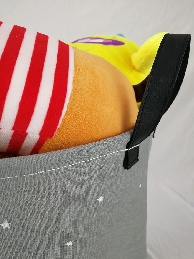 Kids Laundry Hamper Clothes Gift Basket Storage Laundry Baskets Organizer Bin with Handles for Nursery Room (Grey Unicorn)