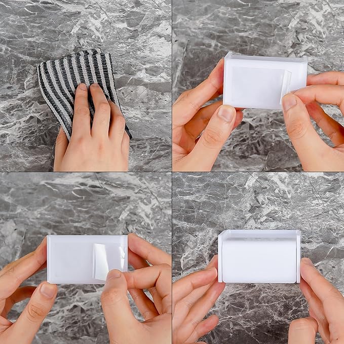Toothbrush Holder Wall Mounted with Cover for Bathroom, 2 Slots Toothbrush Storage Organizer for Shower, Self Adhesive Toothbrush Hanger Rack for Dorm, Cabinet (White)