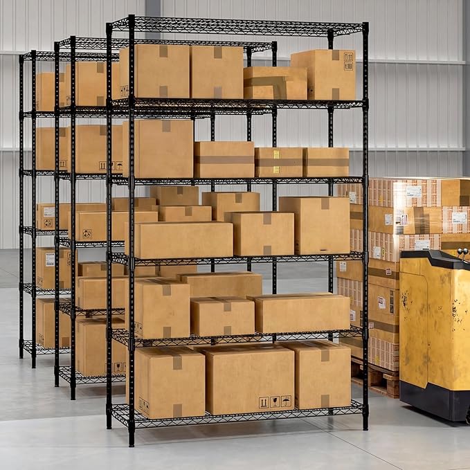 GOFLAME 6-Tier Metal Storage Shelving Unit, Heavy-Duty Adjustable Utility Shelf with V-Shaped Wire Rack, 450 LBS Storage Organizer for Home, Kitchen, Garage, Basement, 48”L x 18”W x 78.5”H