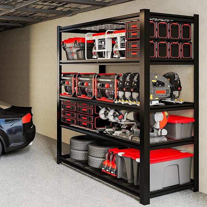 5-Tier Metal Garage Shelving Unit | Adjustable Garage Shelving, Store Shelving, 2,500-Pound Capacity, 72 x 35.93 x 16 Inches, Easy to Assemble,Ideal for Garage and Basement Storage(72H*35.93W*16D)