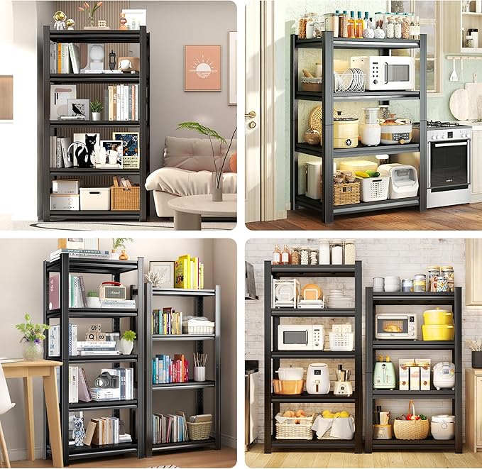 5-Tier Adjustable Multi-Purpose Storage Rack – Space Saving Organizer Shelf for Kitchen, Bathroom, Living Room,Garage – Corrosion-Resistant Metal, 45.3''W×19.7''D×71''H