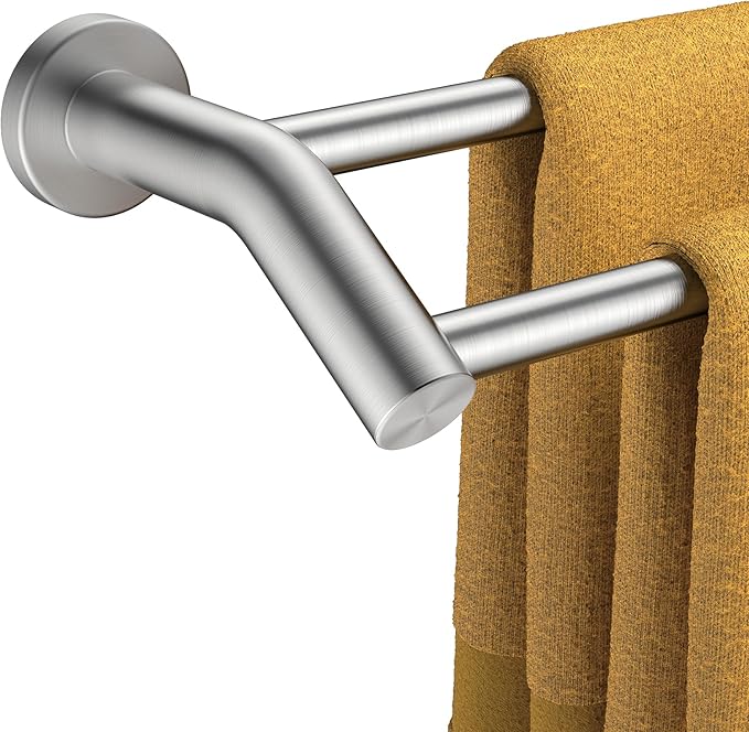 FORIOUS Double Towel Bar 24", Heavy Duty SUS304 Stainless Steel Dual Towel Racks for Bathroom Wall Mount, Space Saving Towel Rod Towel Holder Rail, Brushed Nickel