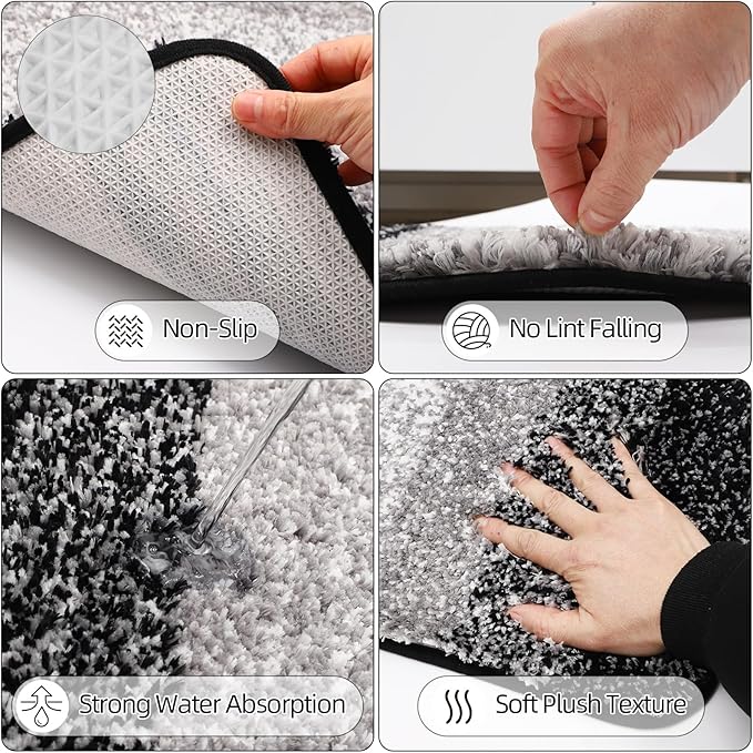 32PCS Bathroom Sets with Shower Curtain and Rugs,Bathroom Set Black Bathroom Accessories Black Shower Curtain Set with Bathroom Trash Can