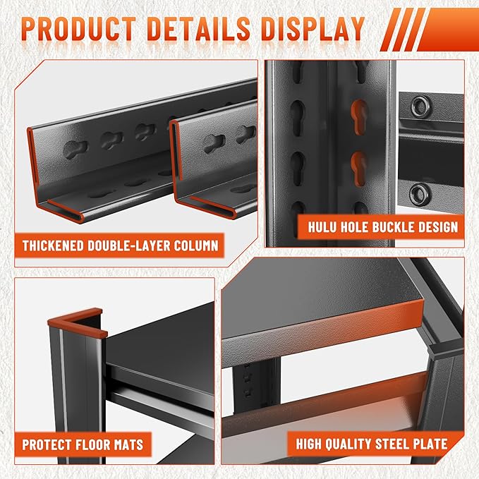 5-Tier Adjustable Multi-Purpose Storage Rack – Space Saving Organizer Shelf for Kitchen, Bathroom, Living Room,Garage – Corrosion-Resistant Metal, 45.3''W×19.7''D×71''H