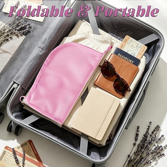 Standing Toiletry Bag, Lightweight Portable Travel Toiletry Bag, EVA Foldable Thickened Clear Hanging Makeup Bag, Breathable Cosmetic Organizer for Travel & Bathroom (pink)