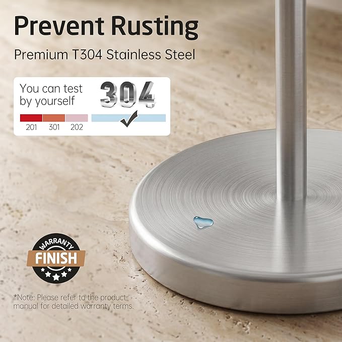 KES Toilet Paper Holder Stand 26" H (Taller Version), Free Standing Toilet Paper Roll Holder with Weighted Base for Bathroom, Rustproof SUS304 Stainless Steel Brushed Finish, BPH283S66-2