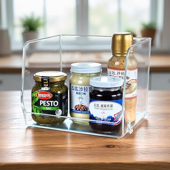 Azar Displays 556720-2PK Small Clear Stackable Bin Compact Transparent Storage Organizer for Pantry Drawer Bathroom and Desk BPA-Free Plastic (Pack of 2)